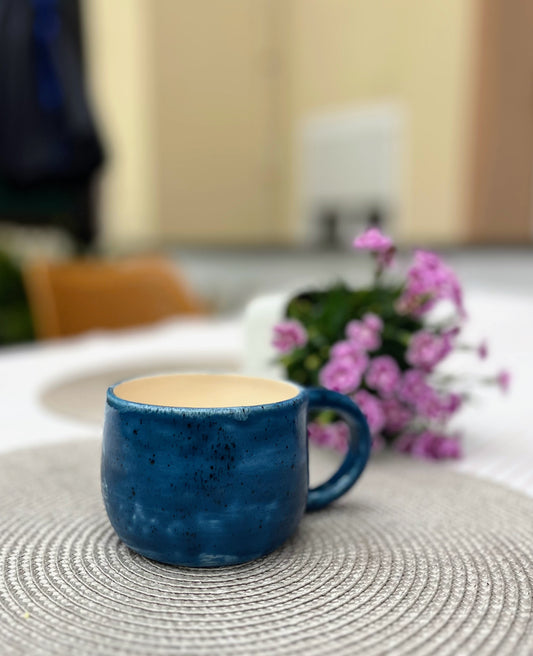 Handmade Ceramic Pour Over Coffee Dripper & Mug Set | Blue Pottery Brewer