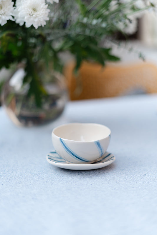 Handmade Ceramic Bowl – Blue Brushstroke