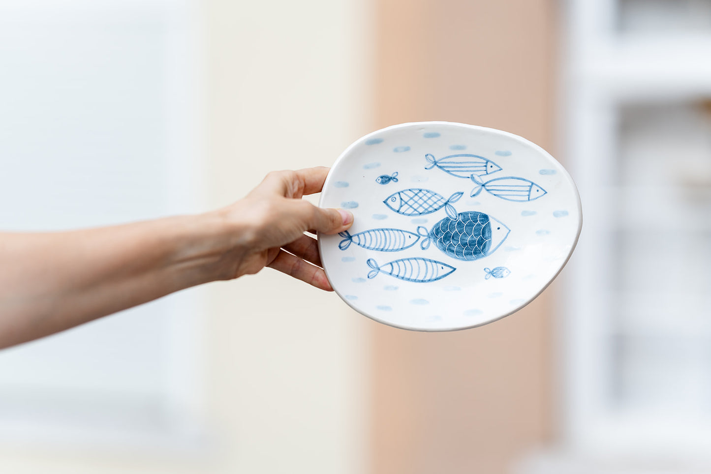 Handmade Ceramic Plate – Blue Fish Design