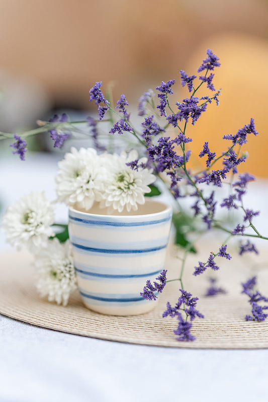 Handmade Ceramic Cup – Blue Stripes