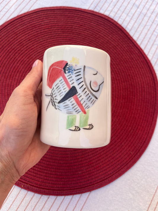 Hand-Painted Ceramic Travel Mug – Reusable Eco Friendly Coffee Cup with Lid