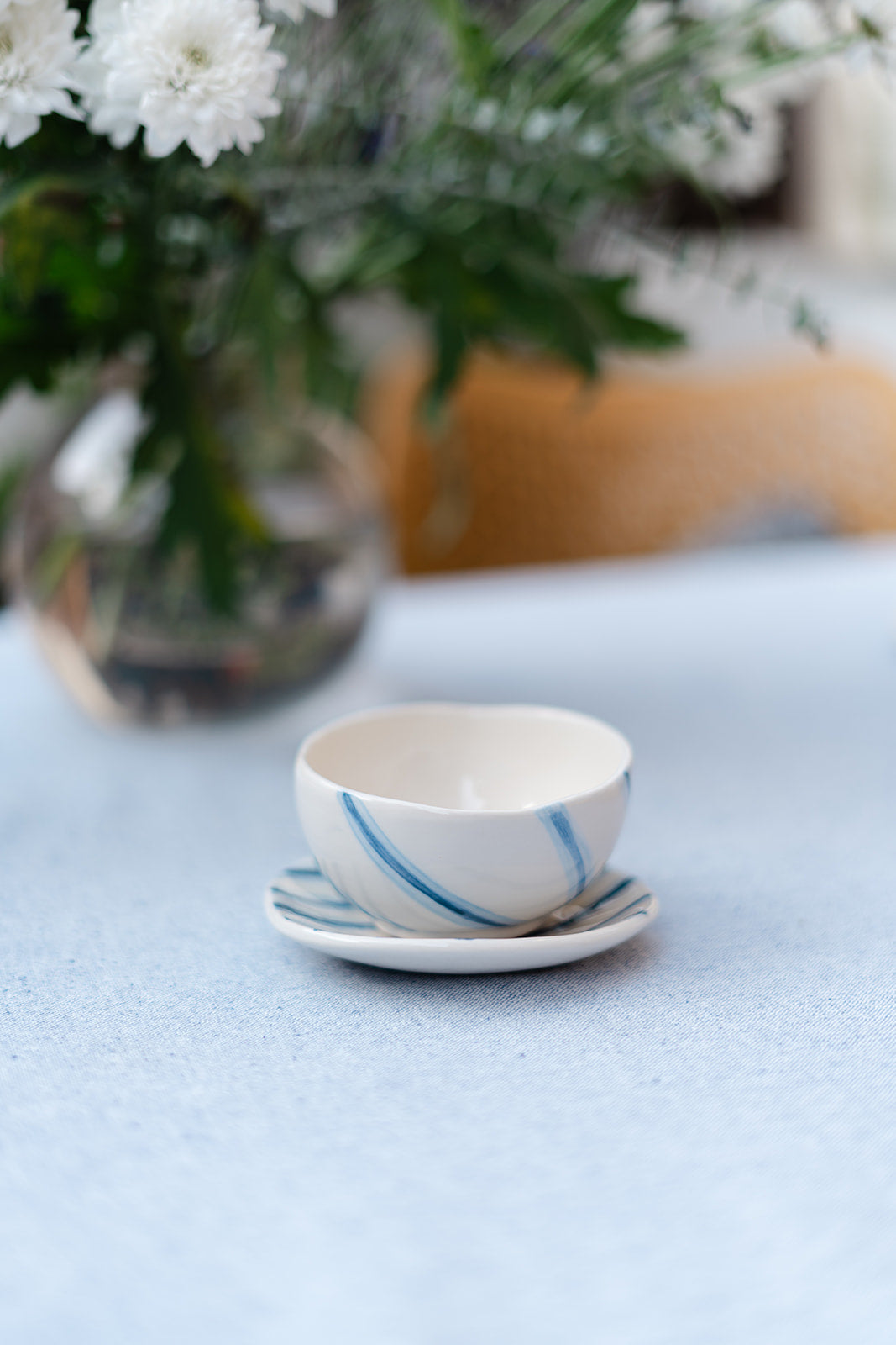 Handmade Ceramic Bowl – Blue Brushstroke
