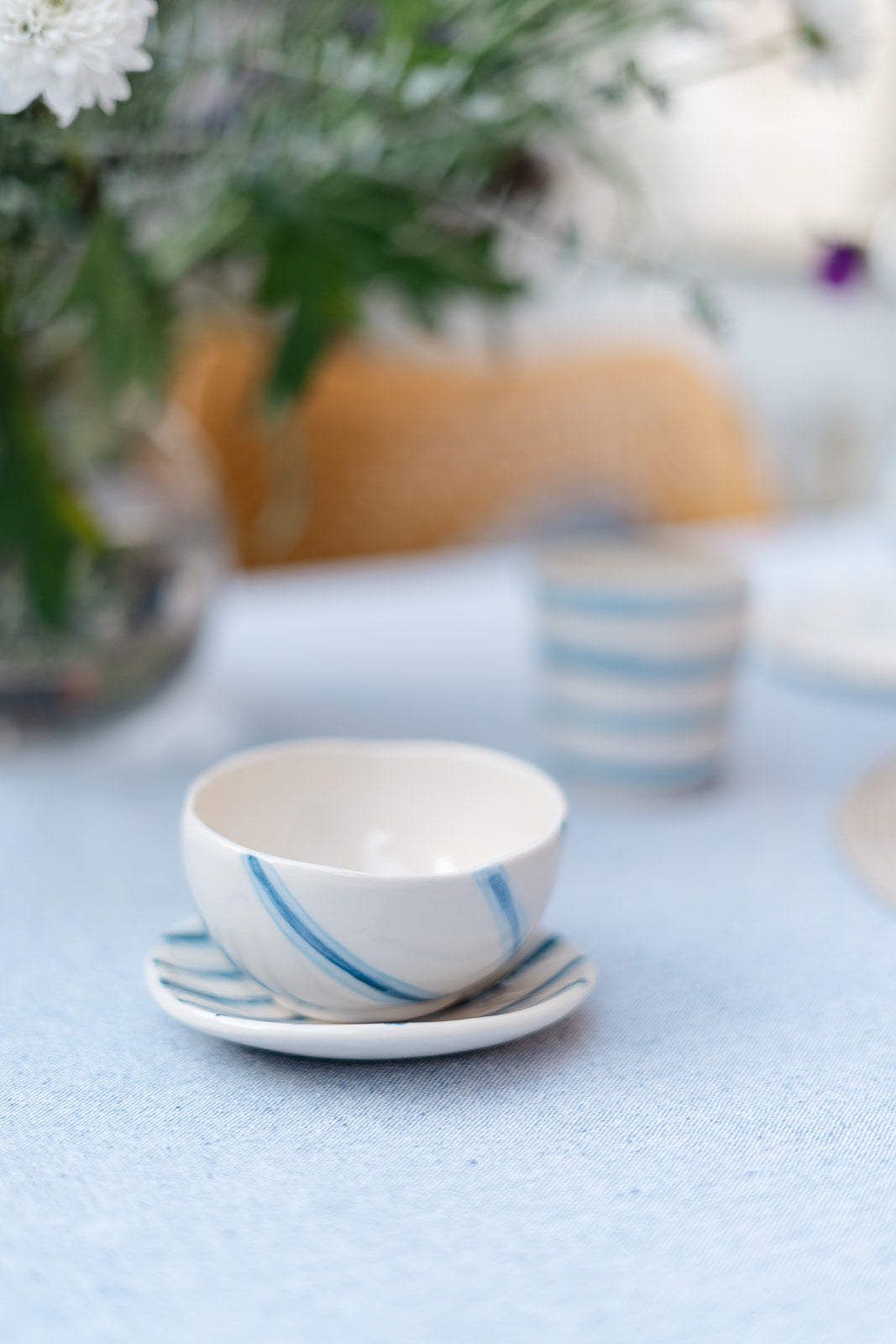 Handmade Ceramic Bowl – Blue Brushstroke