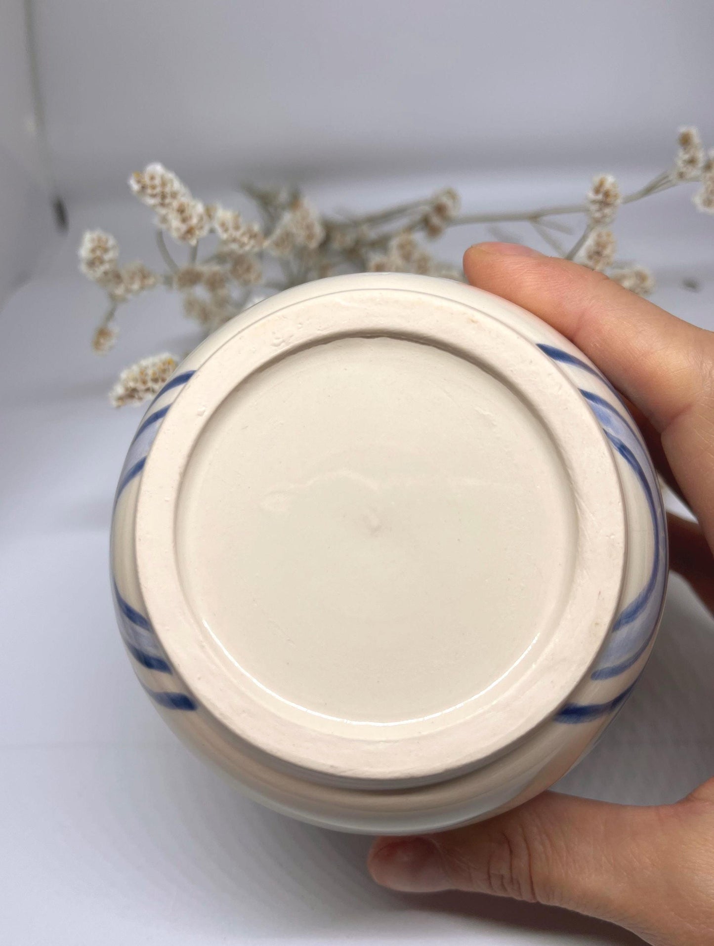 Handmade Ceramic Pouring Bowl – Blue Floral Pattern, Small Creamer, Matcha bowl