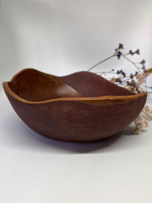 Organic Sculptural Ceramic Bowl – Matte Brown Wabi Sabi Pottery, Artisan Home Decor