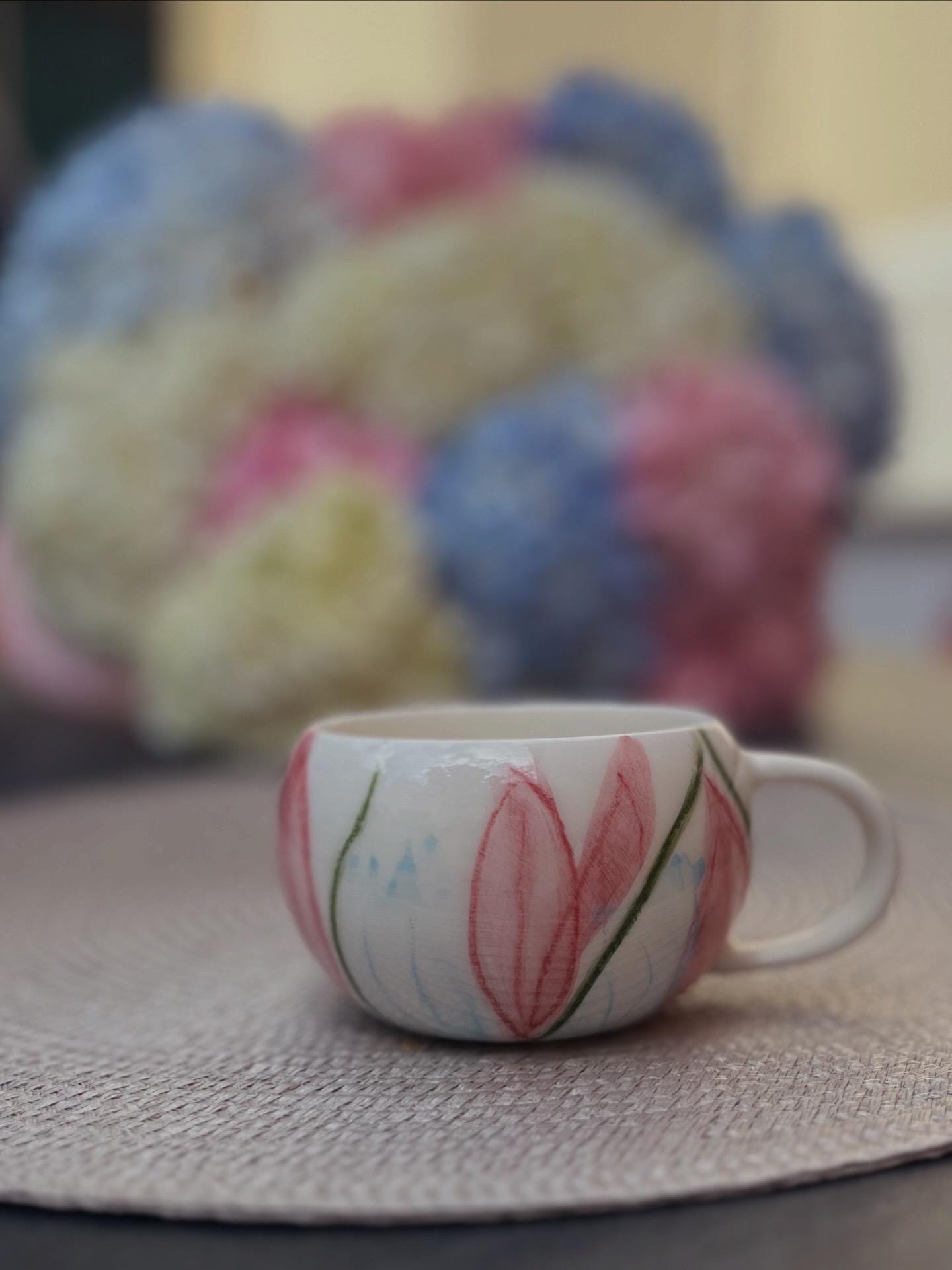 Hand Painted Tulip Ceramic Cup – Botanical Pottery Tea Mug