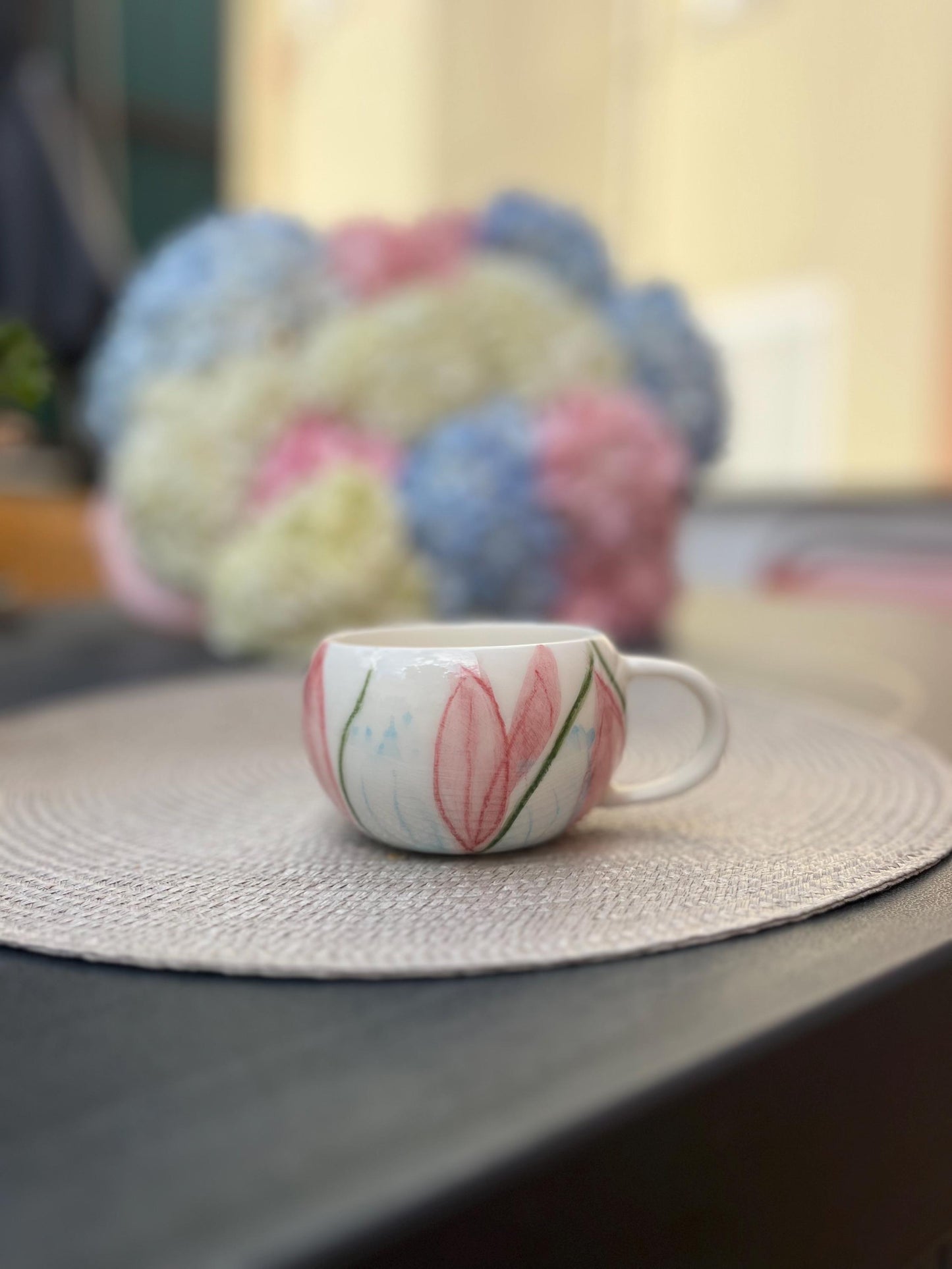 Hand Painted Tulip Ceramic Cup – Botanical Pottery Tea Mug