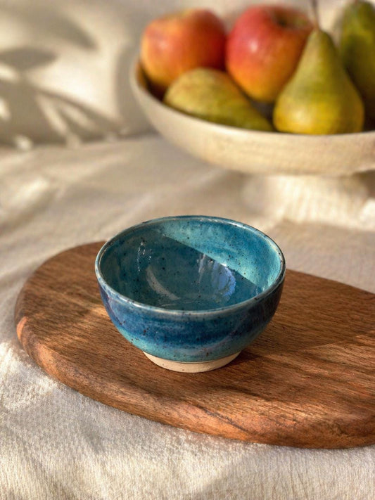 Handmade Ceramic Bowl, Blue Glazed Pottery, Small Serving Bowl