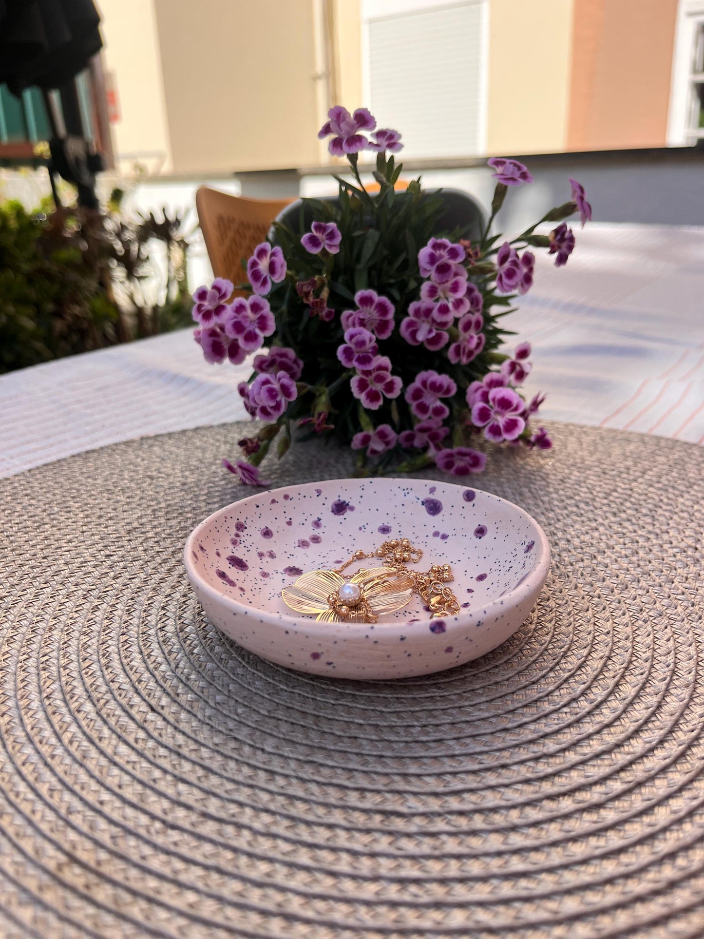 Handmade Speckled Ceramic Jewelry Dish, Ring Holder Tray, Artistic Decor