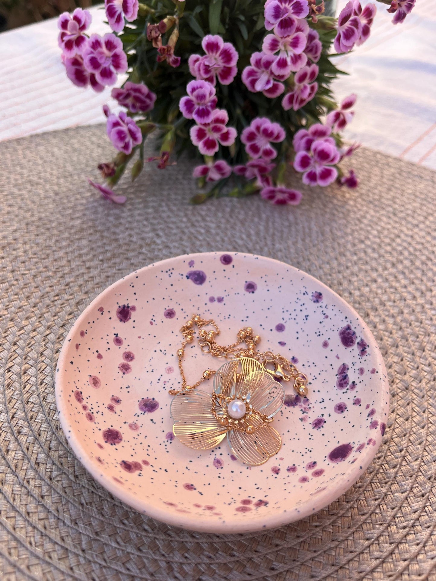 Handmade Speckled Ceramic Jewelry Dish, Ring Holder Tray, Artistic Decor