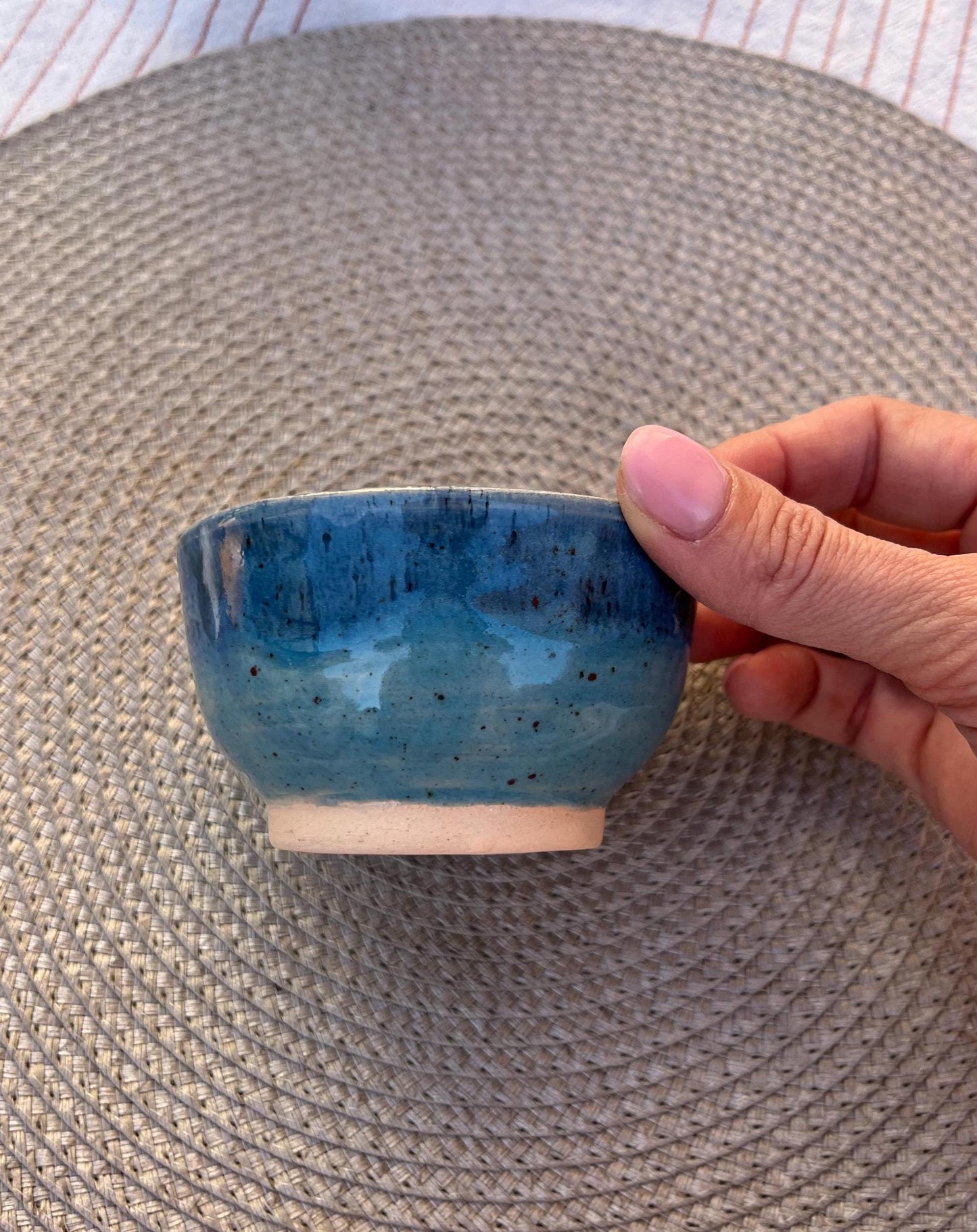 Handmade Ceramic Bowl, Blue Glazed Pottery, Small Serving Bowl