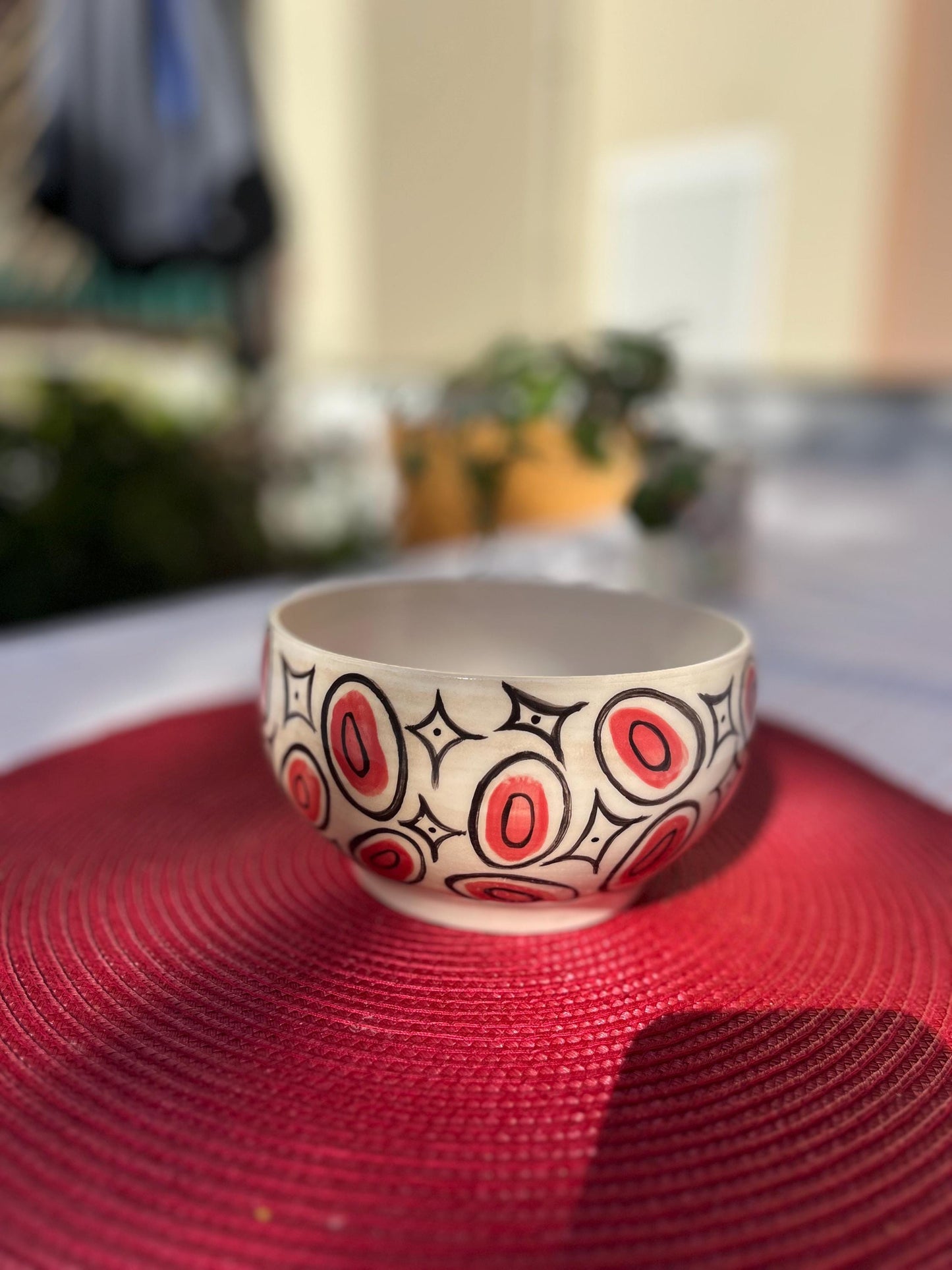 Handmade Ceramic Bowl | Modern Pattern Fruit Serving Bowl