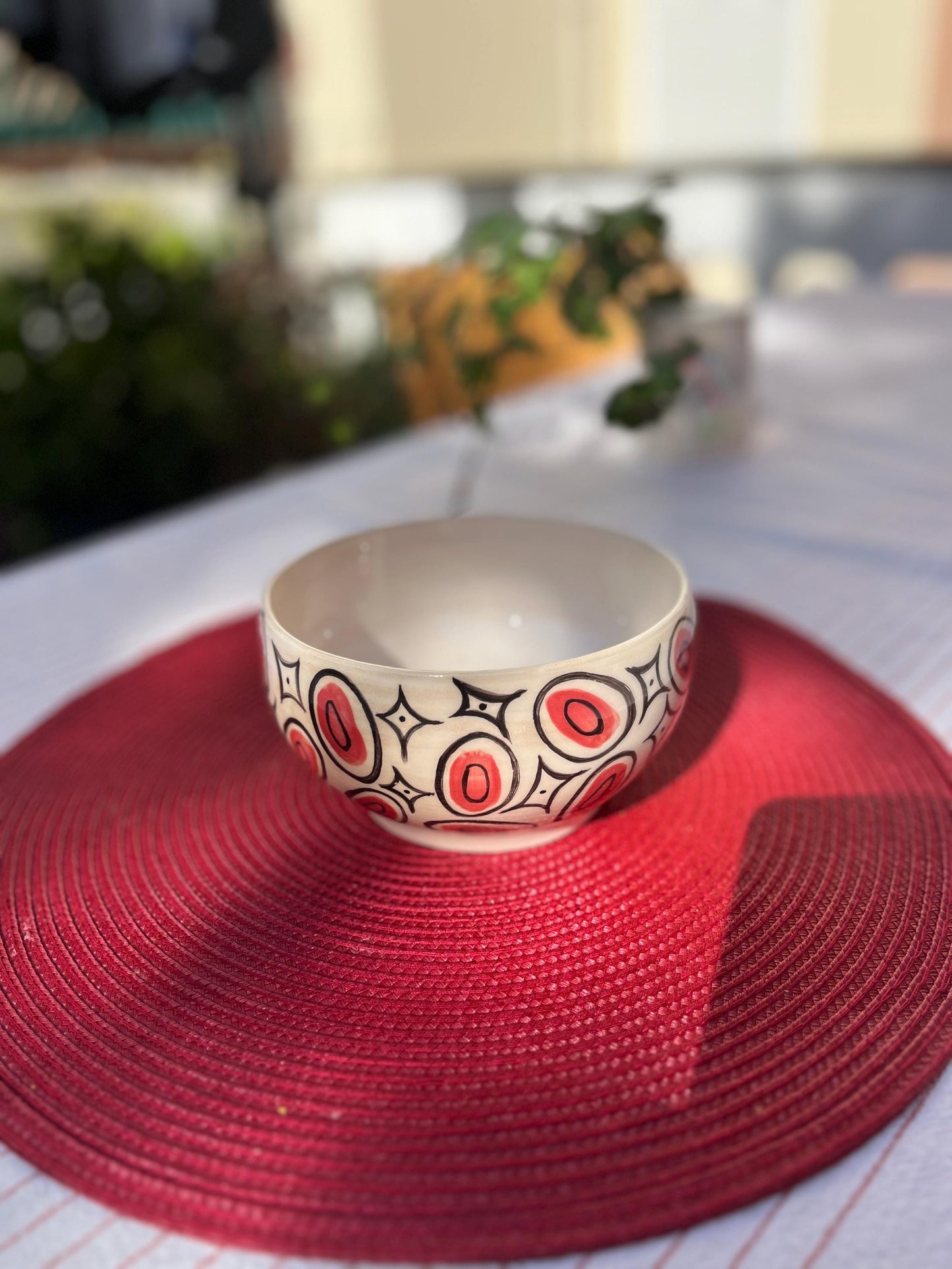 Handmade Ceramic Bowl | Modern Pattern Fruit Serving Bowl
