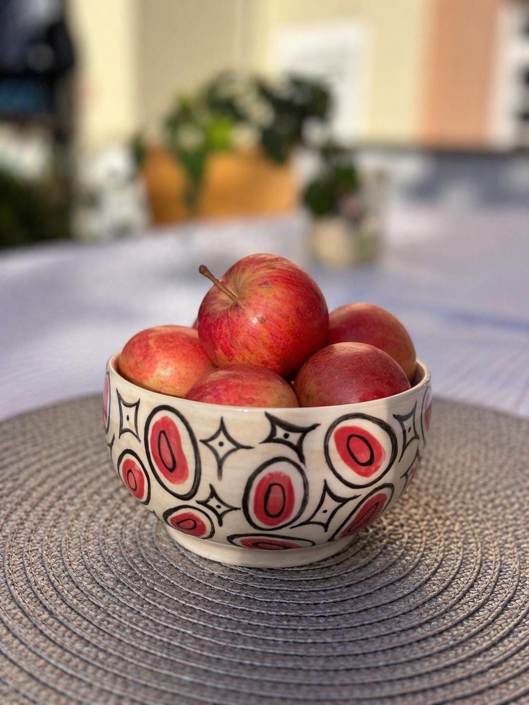 Handmade Ceramic Bowl | Modern Pattern Fruit Serving Bowl