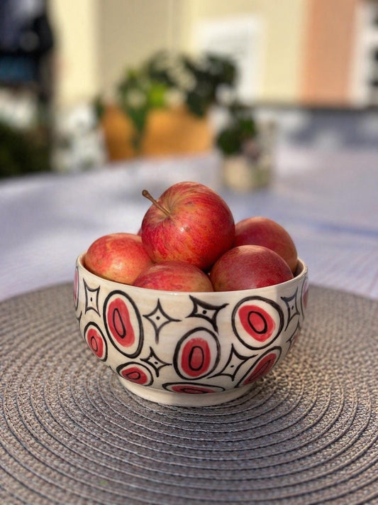 Handmade Ceramic Bowl | Modern Pattern Fruit Serving Bowl