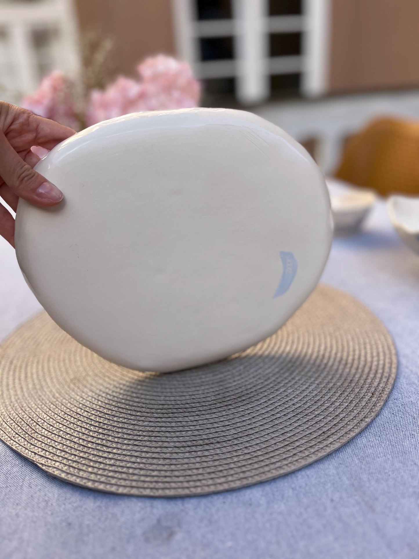 Handmade Stoneware Serving Platter | Large Organic Ceramic Plate | Hand Painted Serving Dish