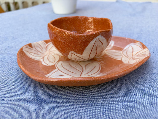 Handmade Sushi Serving Set | Ceramic Sushi Plate and Sauce Bowl | Stoneware Sushi Dish | Tapas Serving Set
