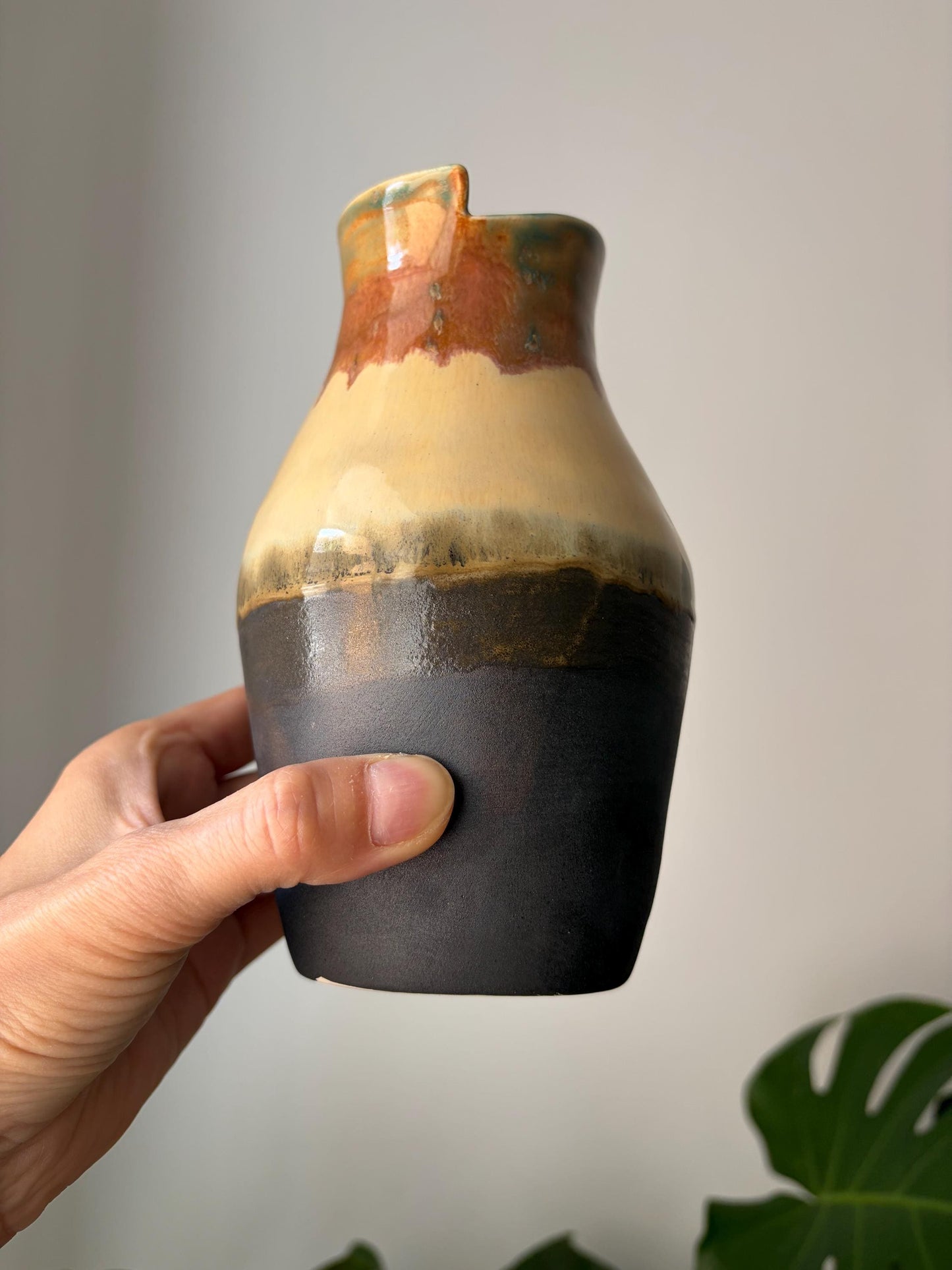 Handmade Stoneware Vase, Rustic Modern Ceramic Flower Vase, Earthy Glaze Home Decor