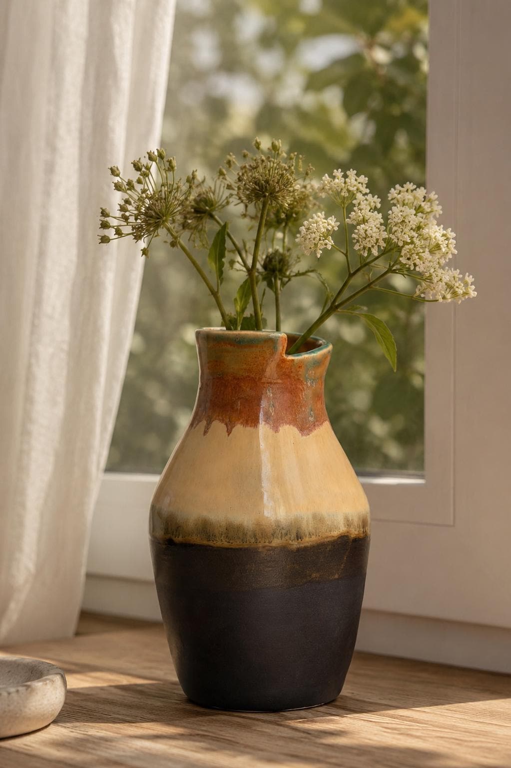 Handmade Stoneware Vase, Rustic Modern Ceramic Flower Vase, Earthy Glaze Home Decor
