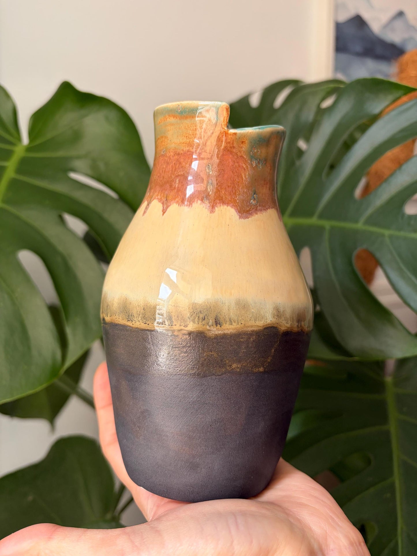 Handmade Stoneware Vase, Rustic Modern Ceramic Flower Vase, Earthy Glaze Home Decor