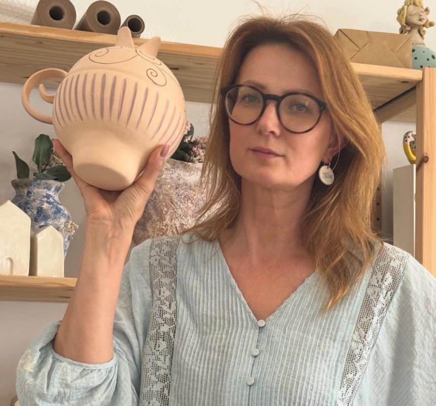 Handmade Amphora Vase with Handle | Rustic Terracotta Stoneware Flower Vase