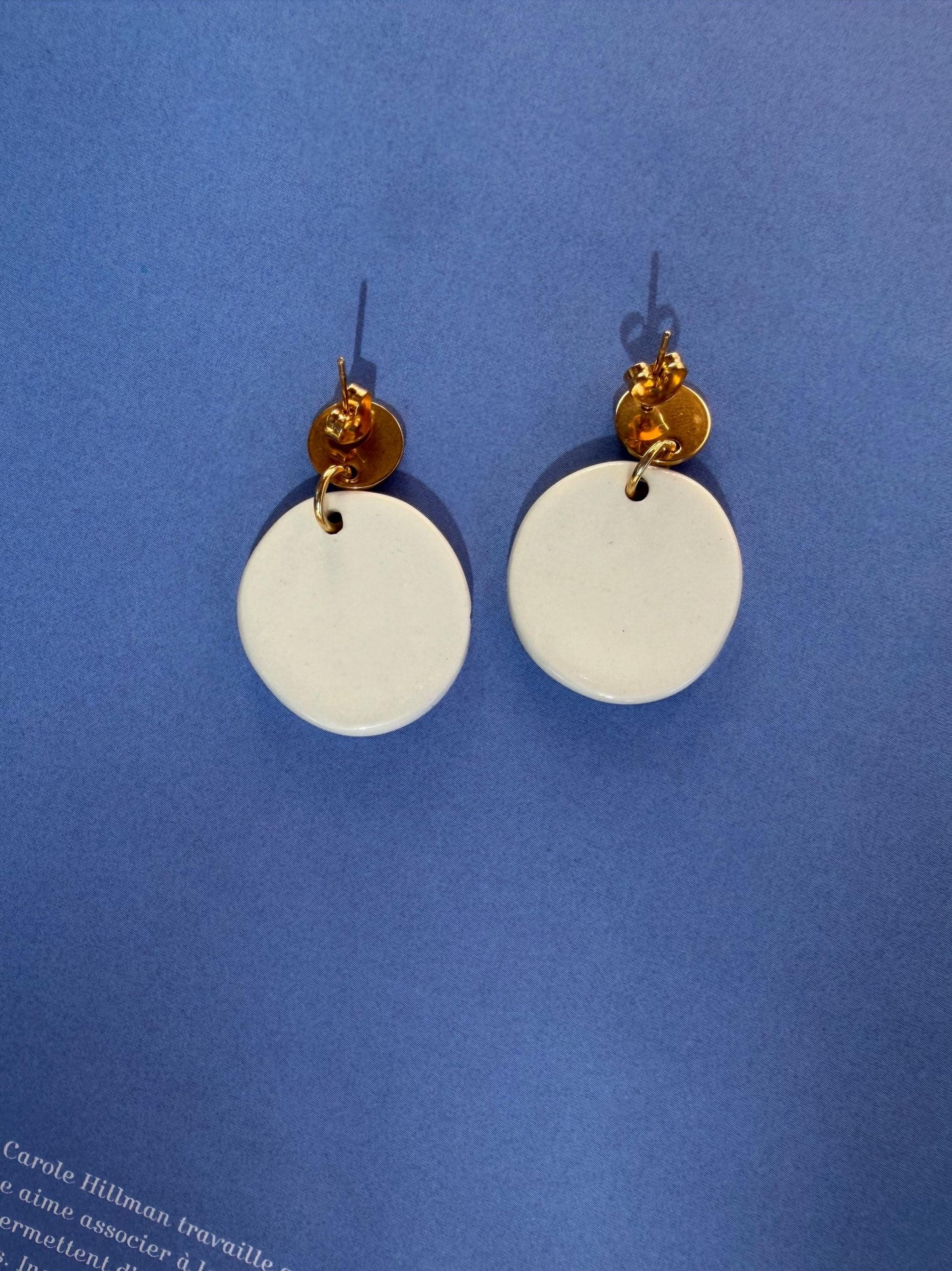 Hand Painted Porcelain Flower Earrings | Handmade Ceramic Floral Earrings | Blue Flower Jewelry