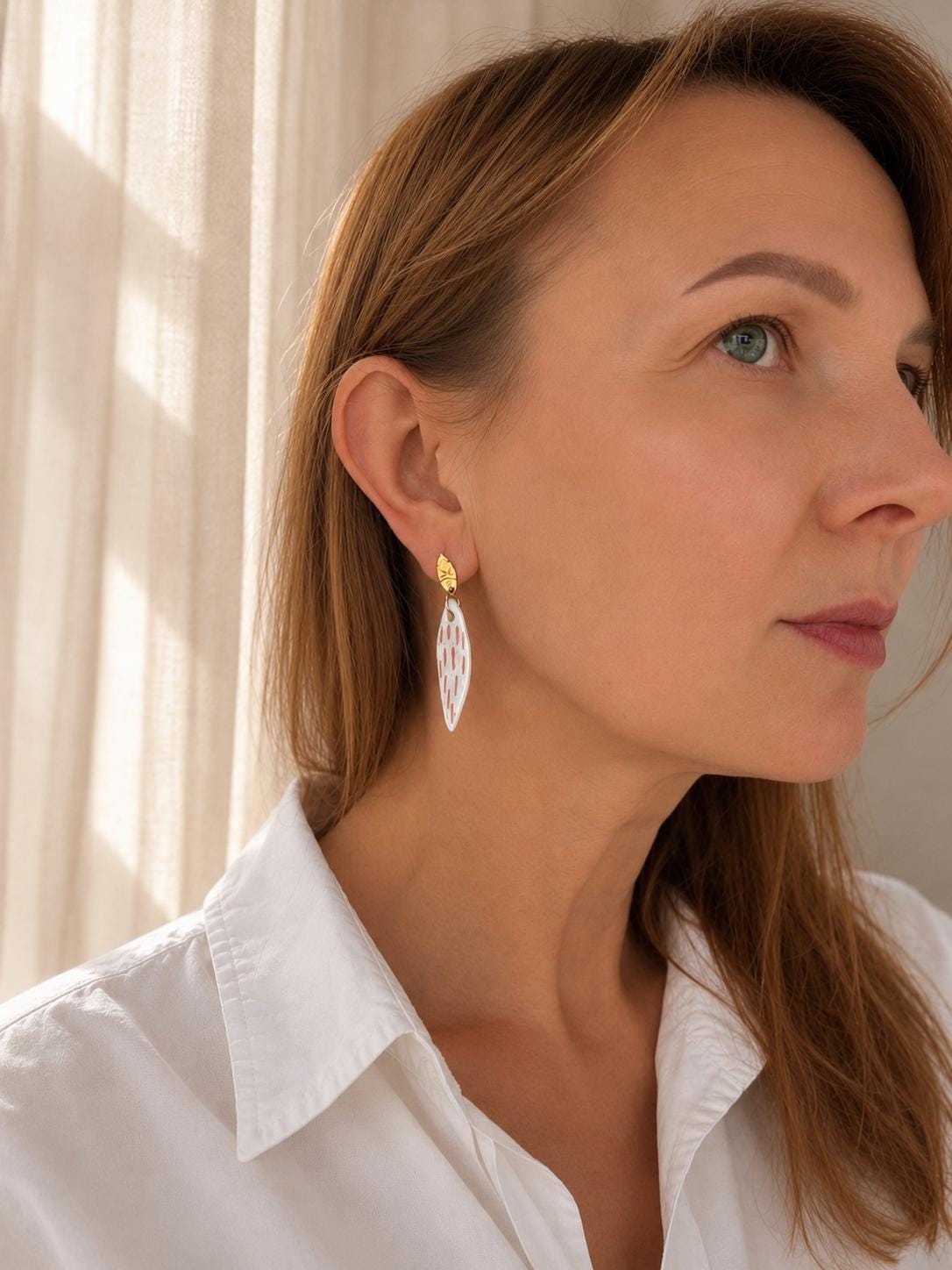 Pink Porcelain Earrings | Handmade Ceramic Dangle Earrings | Minimalist Botanical Jewelry