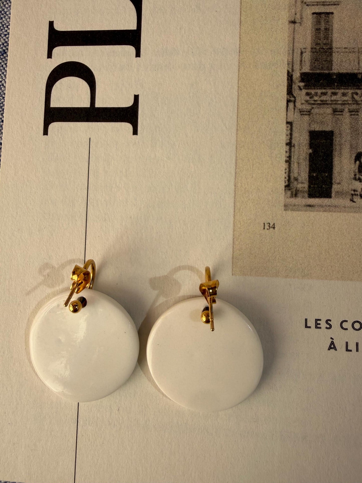 Handmade Porcelain Earrings – Green Palm Leaf Earrings, Botanical Ceramic Jewelry